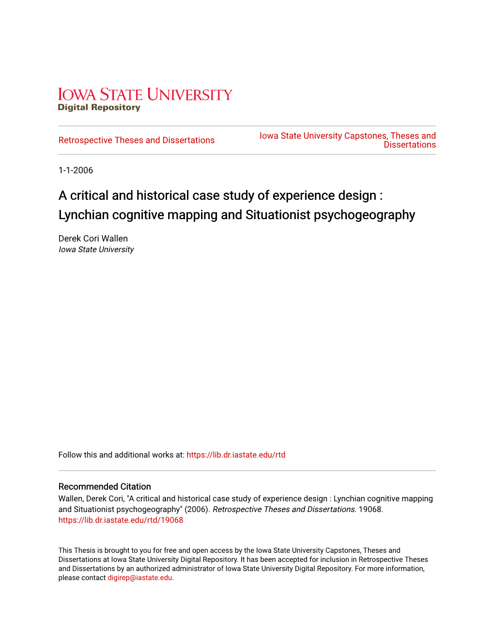 Lynchian Cognitive Mapping and Situationist Psychogeography