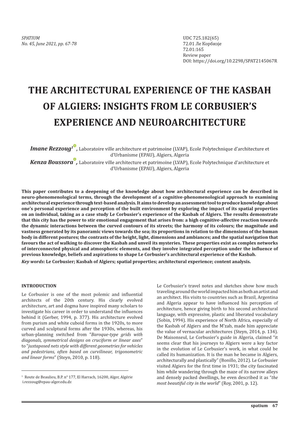 Insights from Le Corbusier's Experience And