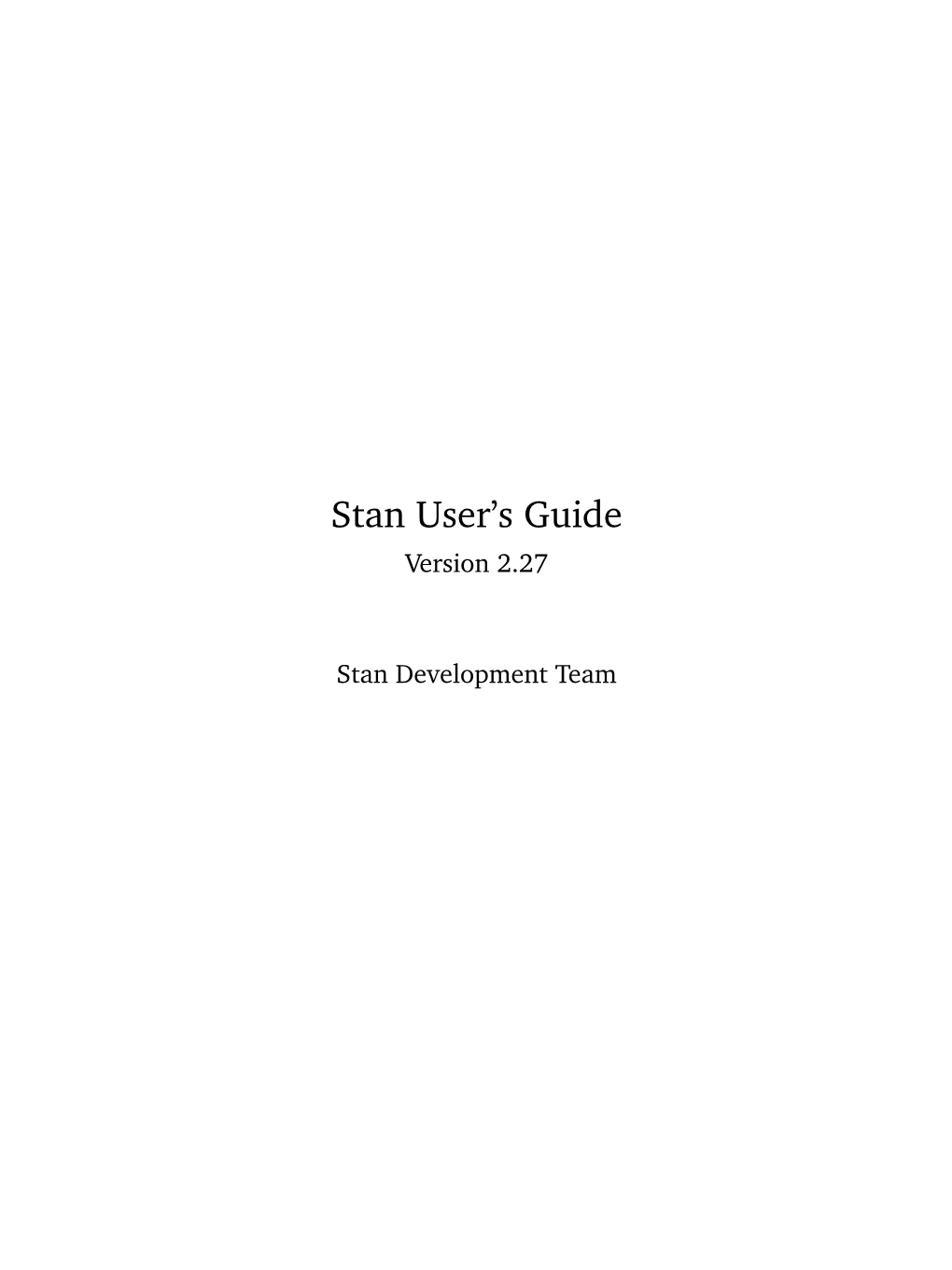 Stan User's Guide 2.27