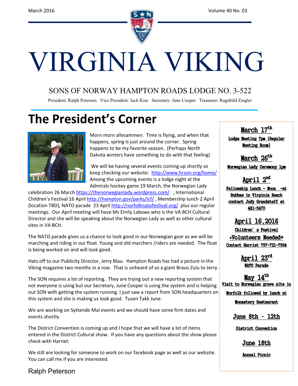 Virginia Viking March 2016