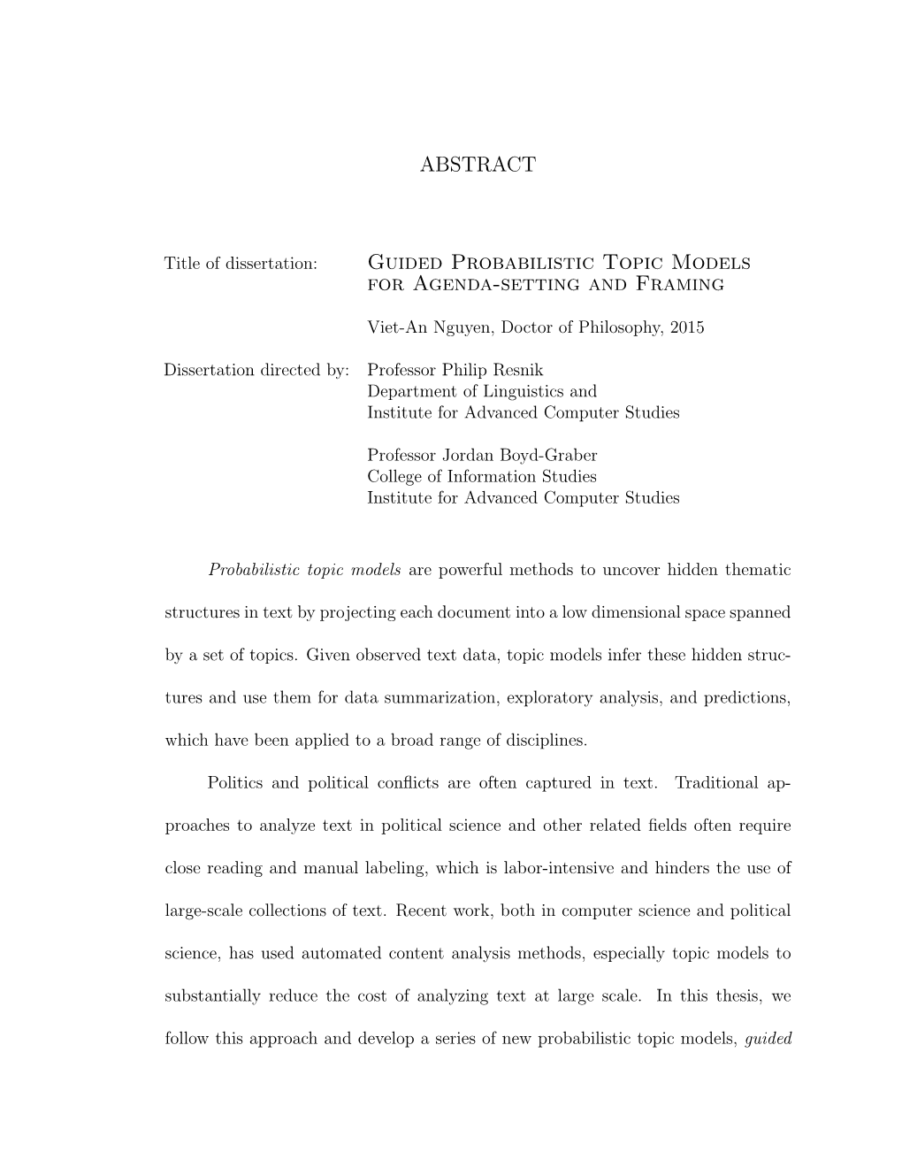 ABSTRACT Guided Probabilistic Topic Models for Agenda-Setting