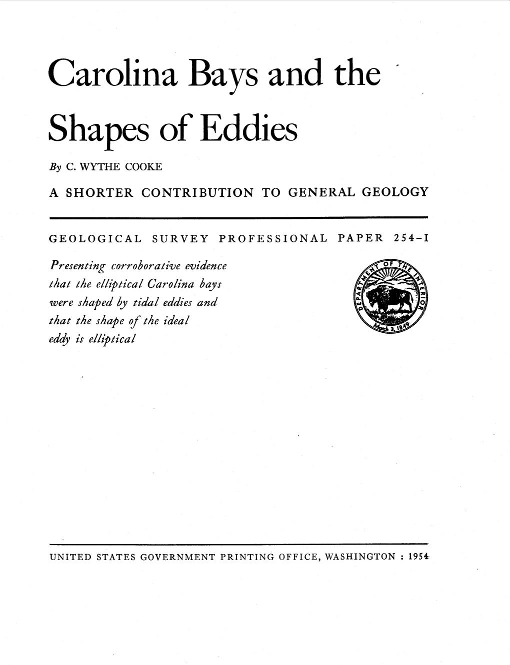 Carolina Bays and the Shapes of Eddies