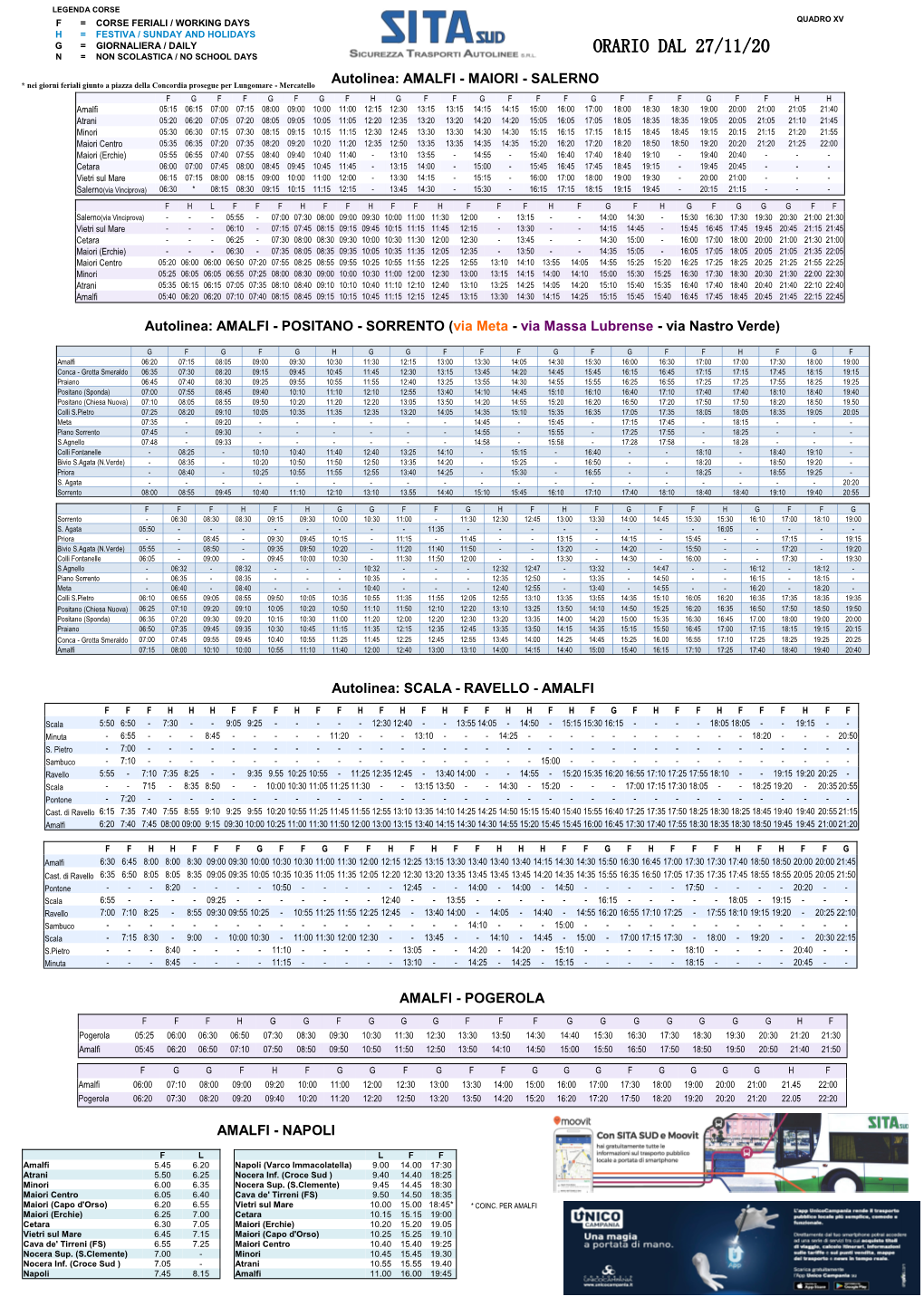 Orario Dal 27/11/20 N = Non Scolastica / No School Days