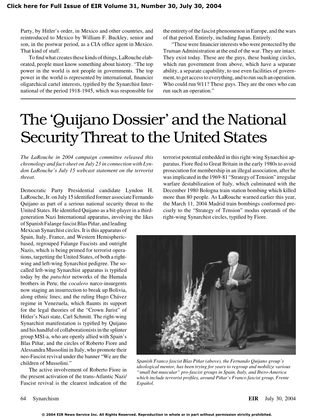 Quijano Dossier’ and the National Security Threat to the United States