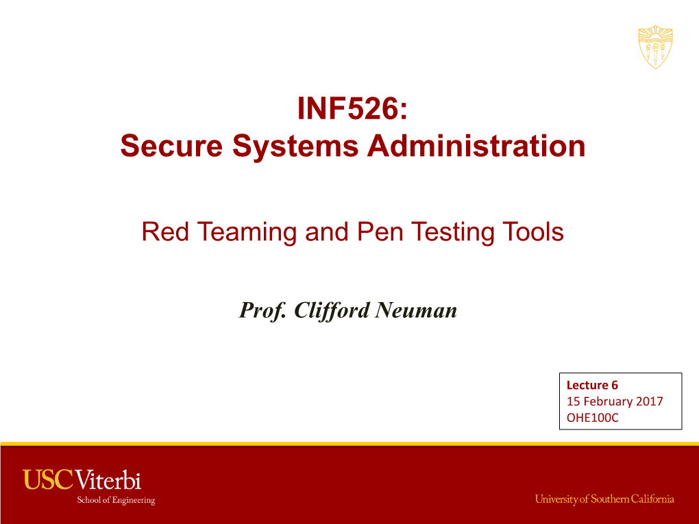 INF526: Secure Systems Administration