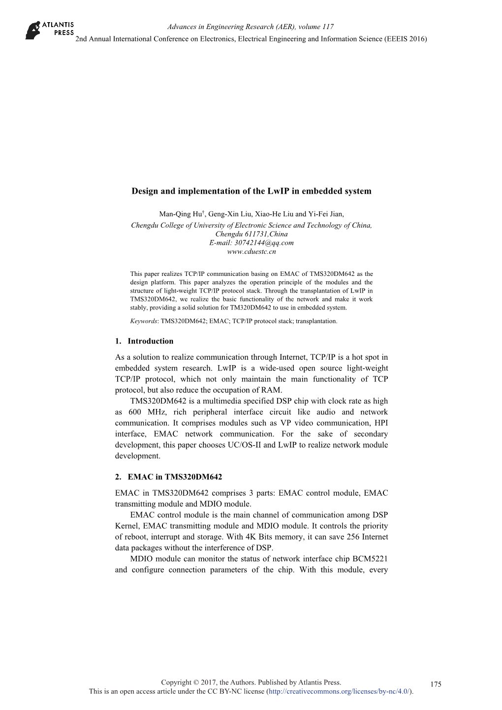 Design and Implementation of the Lwip in Embedded System