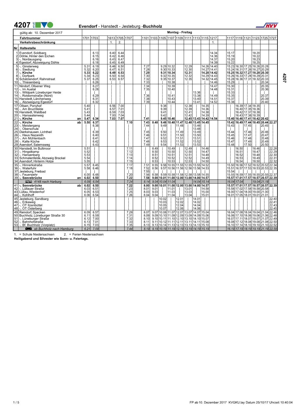 Evendorf - Hanstedt - Jesteburg -Buchholz Gültig Ab: 10