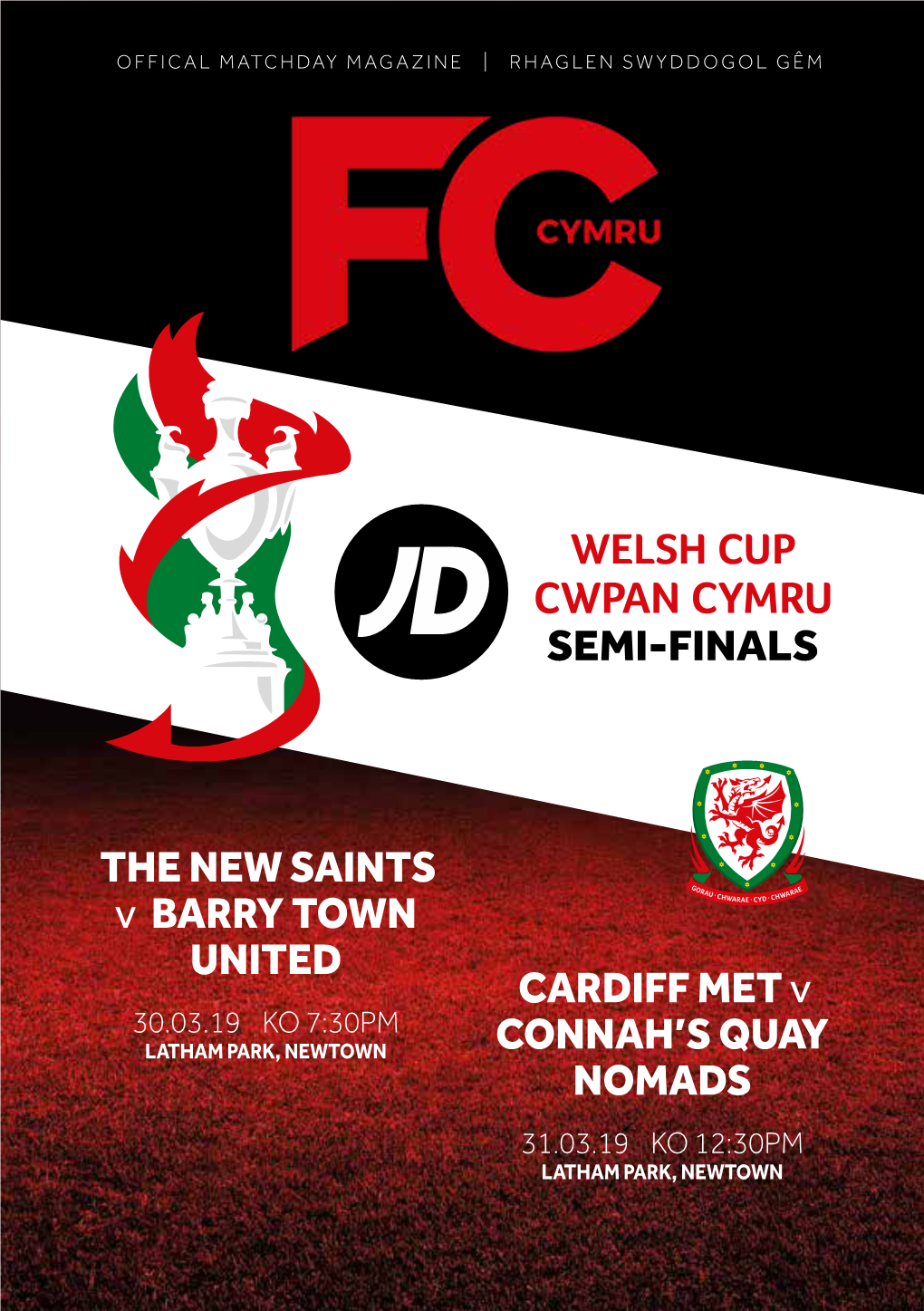 THE NEW SAINTS V BARRY TOWN UNITED CARDIFF MET V 30.03.19 KO 7:30PM LATHAM PARK, NEWTOWN CONNAH’S QUAY NOMADS