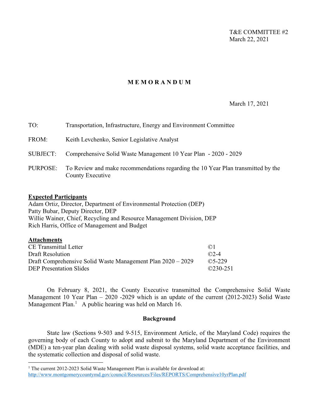 Ten Year Solid Waste Plan