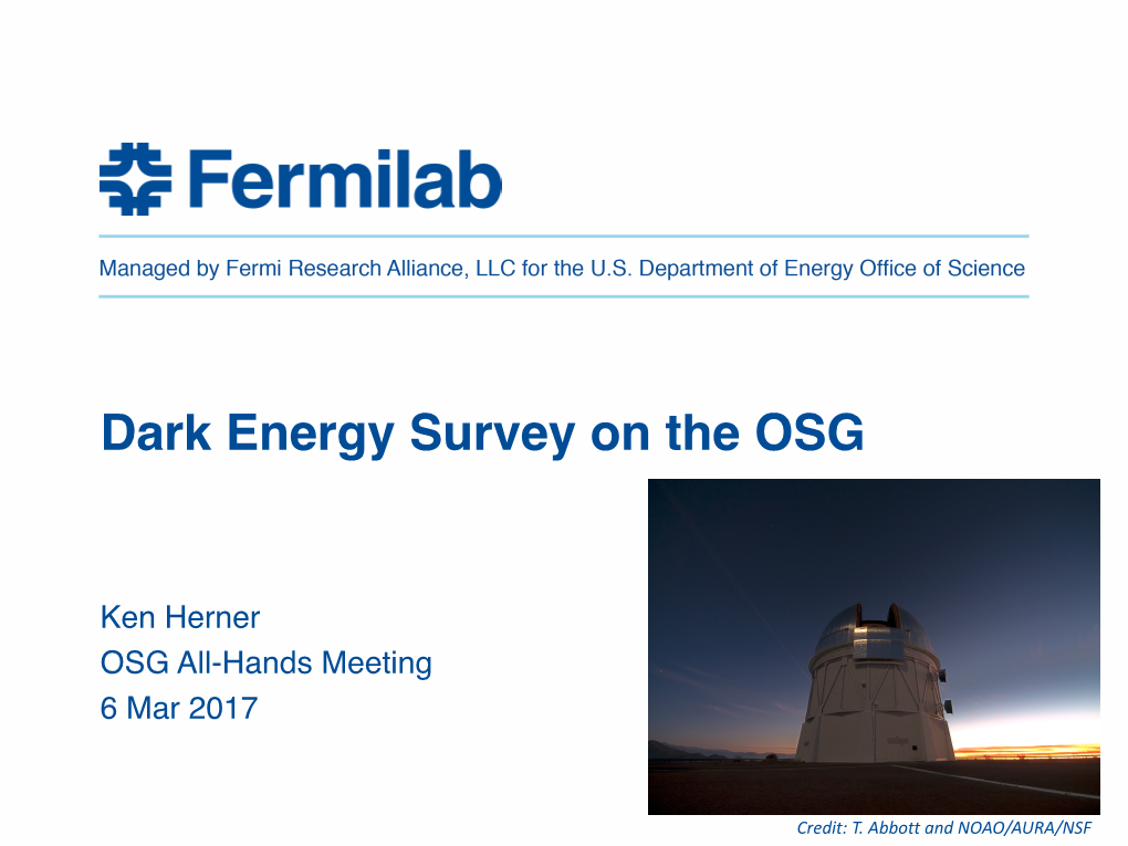 Dark Energy Survey on the OSG