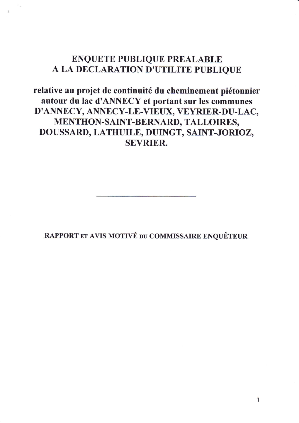 Enquete Publique Prealable a La Declaration D'utilite