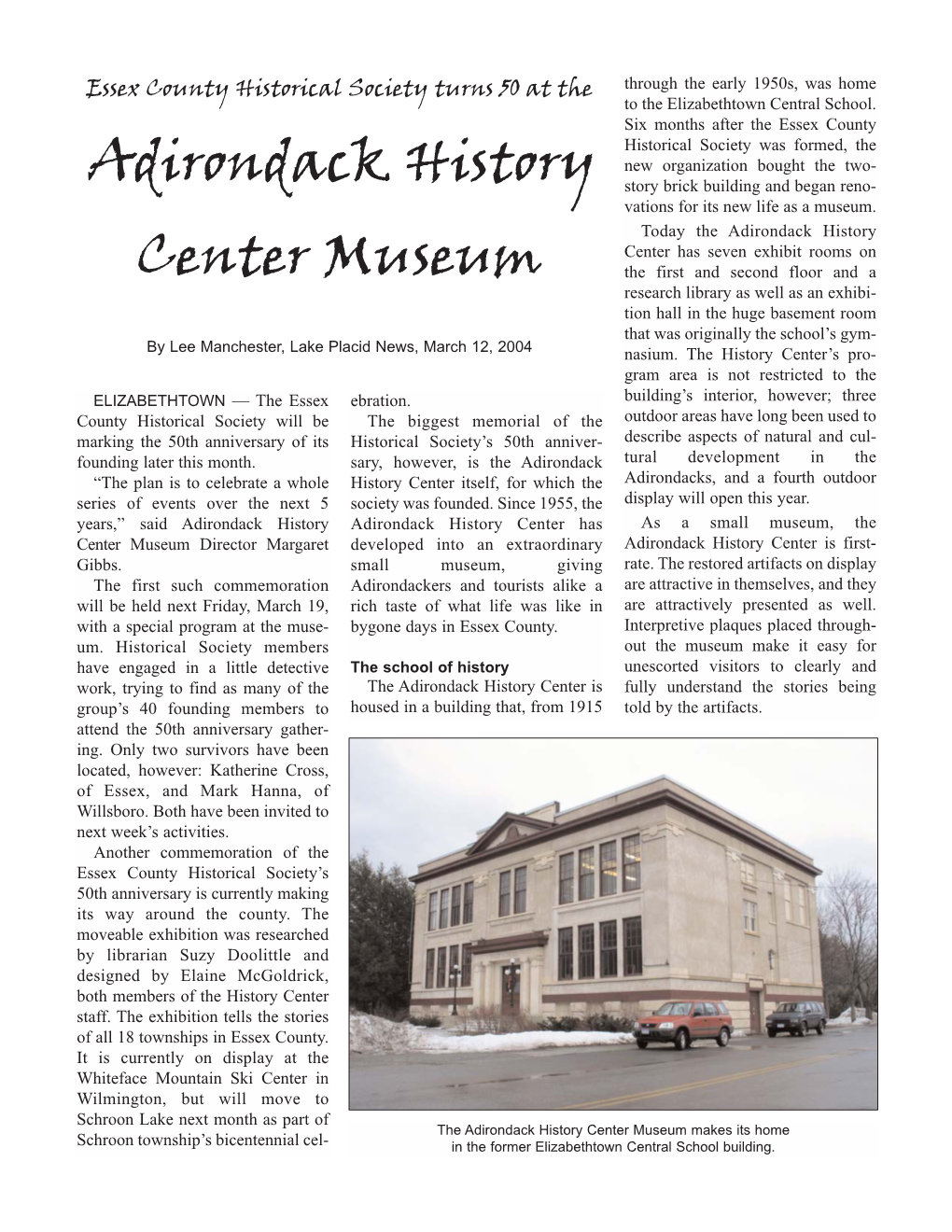 040312 VLP Adirondack History Center.Qxd