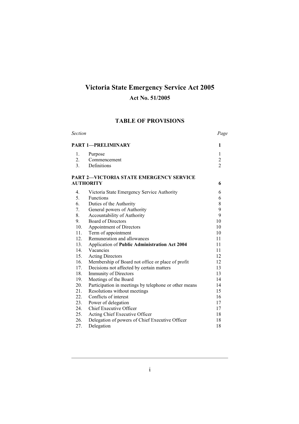 Victoria State Emergency Service Act 2005