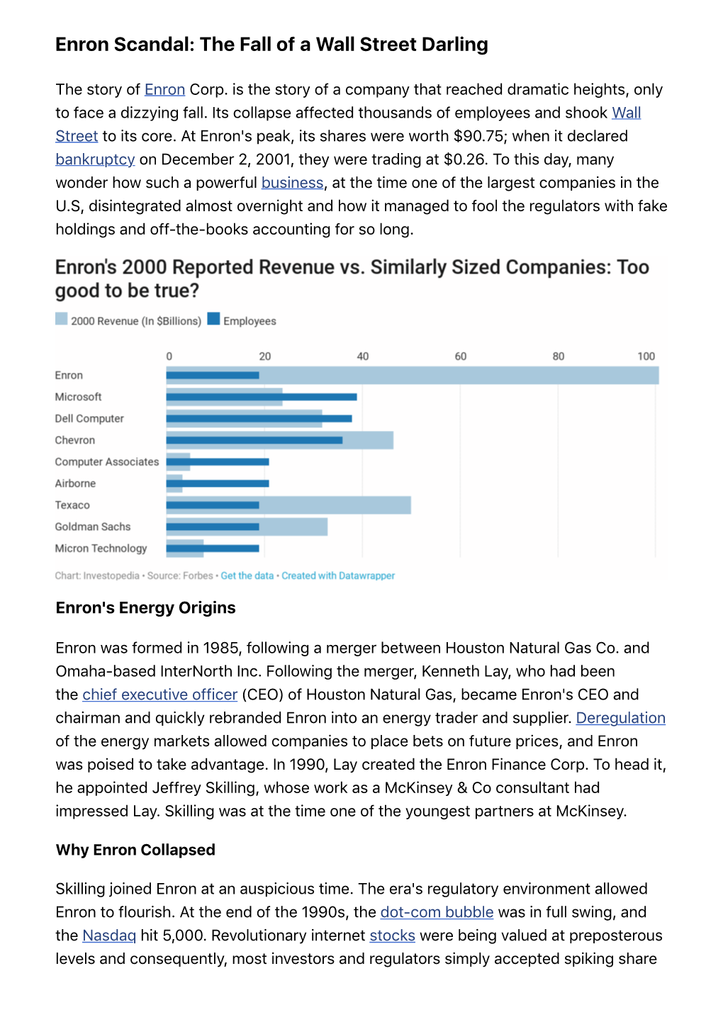 Enron Scandal: the Fall of a Wall Street Darling