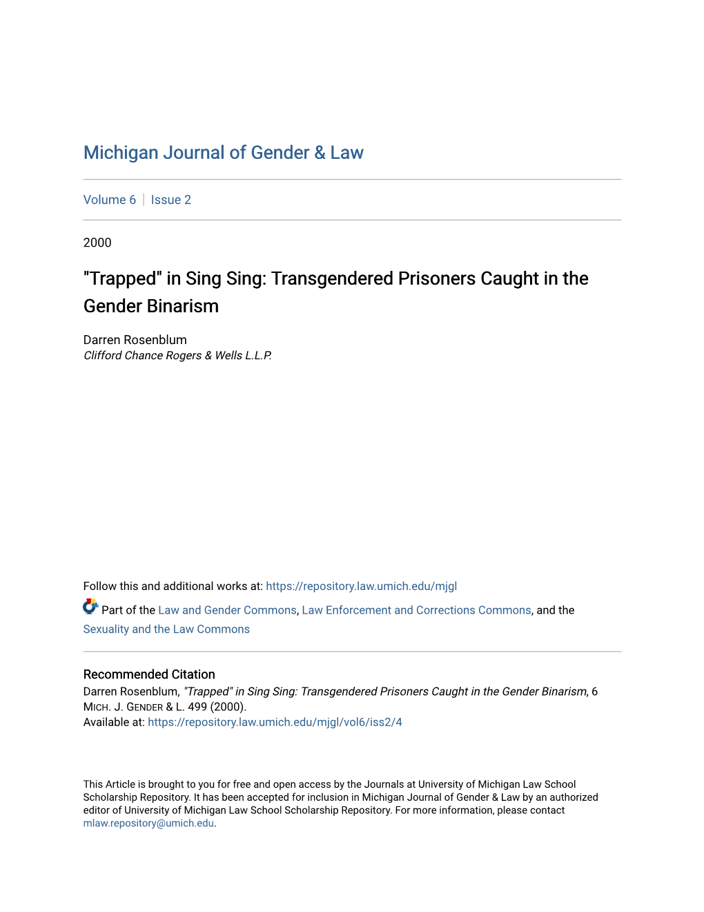 In Sing Sing: Transgendered Prisoners Caught in the Gender Binarism