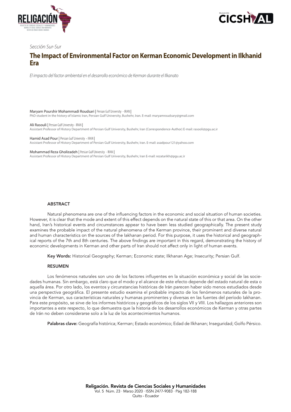 The Impact of Environmental Factor on Kerman Economic Development in Ilkhanid Era