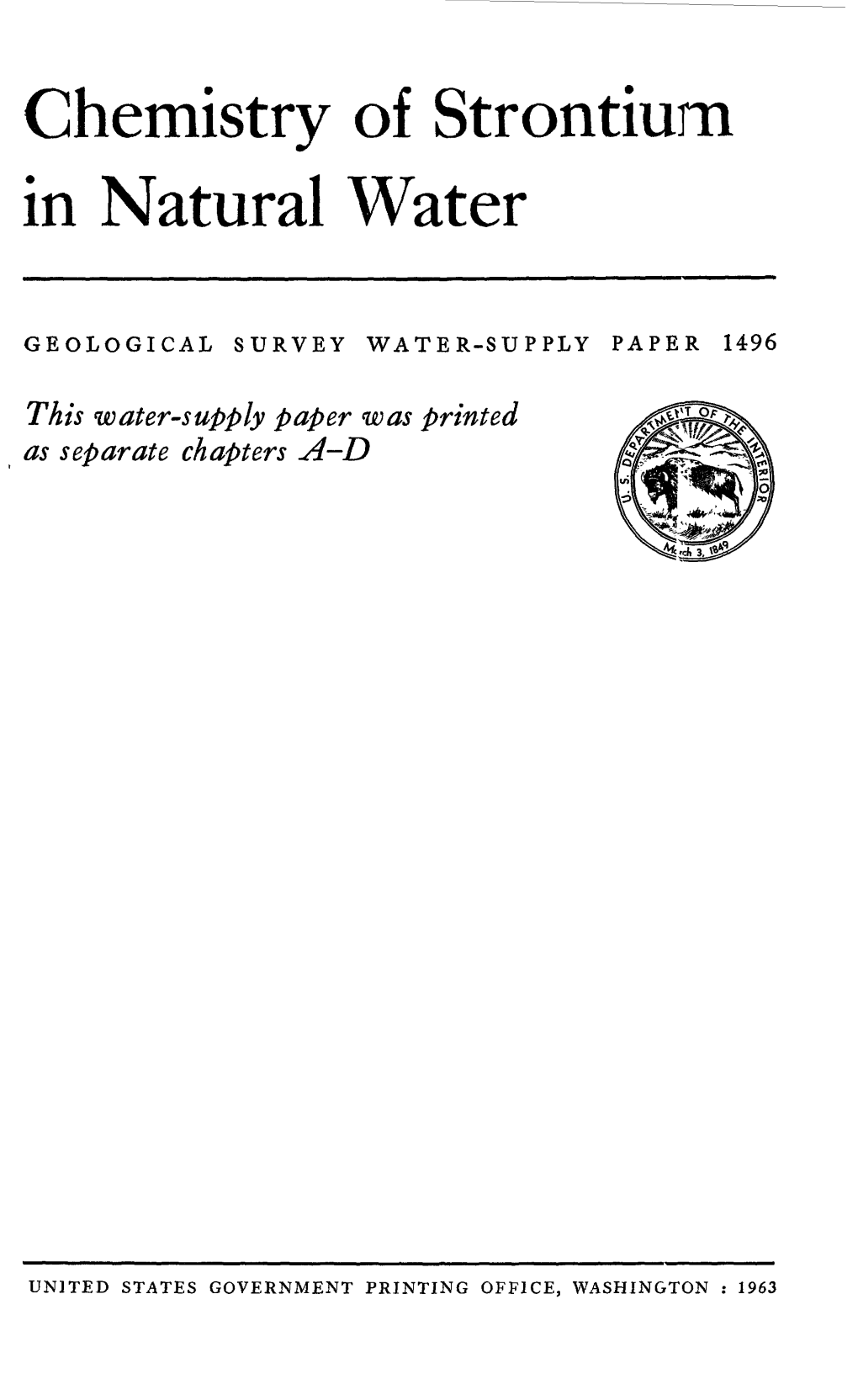 Chemistry of Strontium in Natural Water