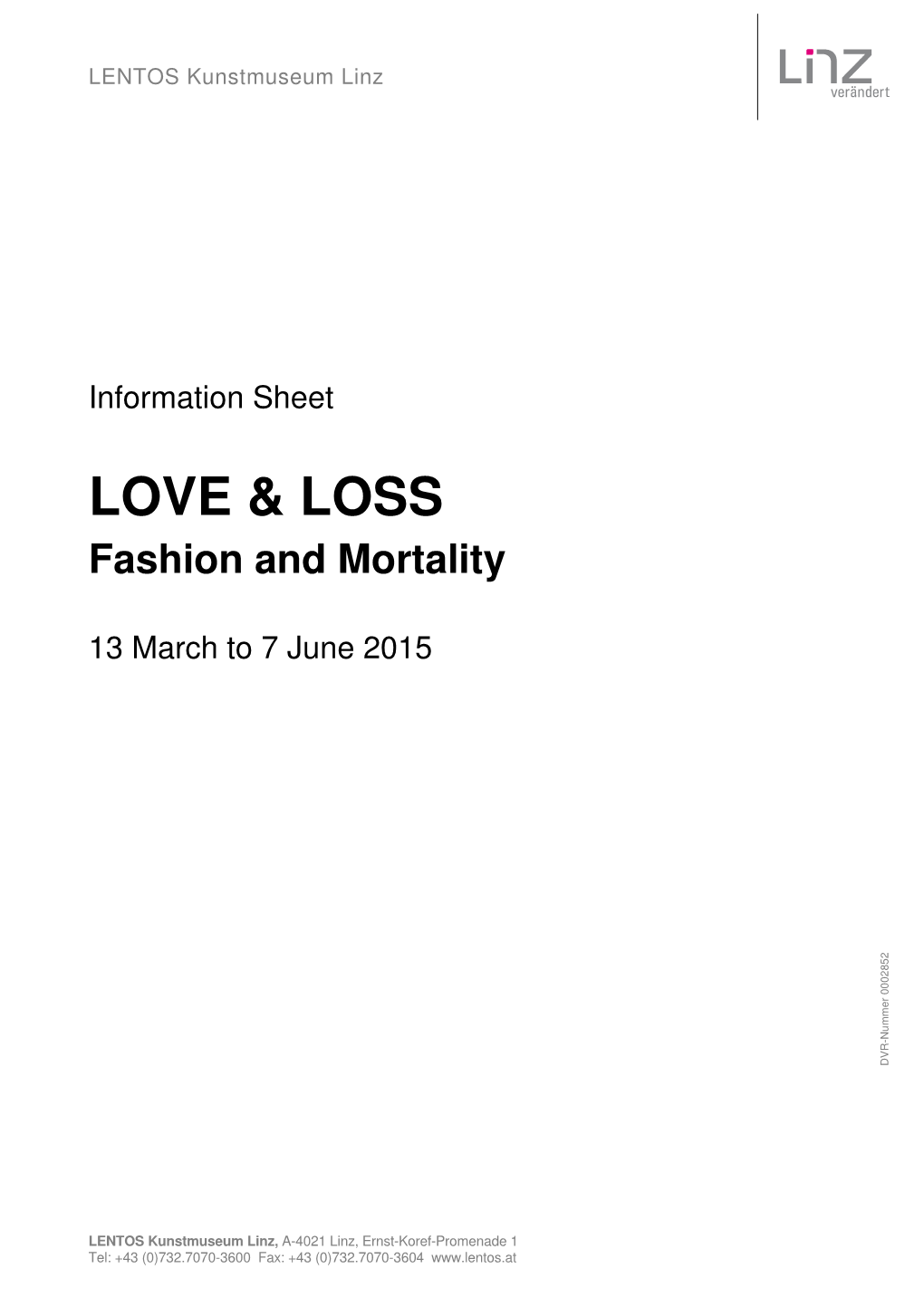 Love and Loss Presseunterlage Engl