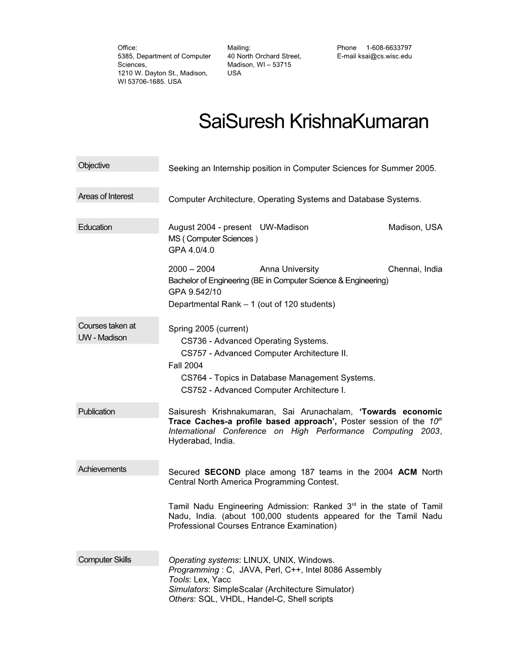 Saisuresh Krishnakumaran