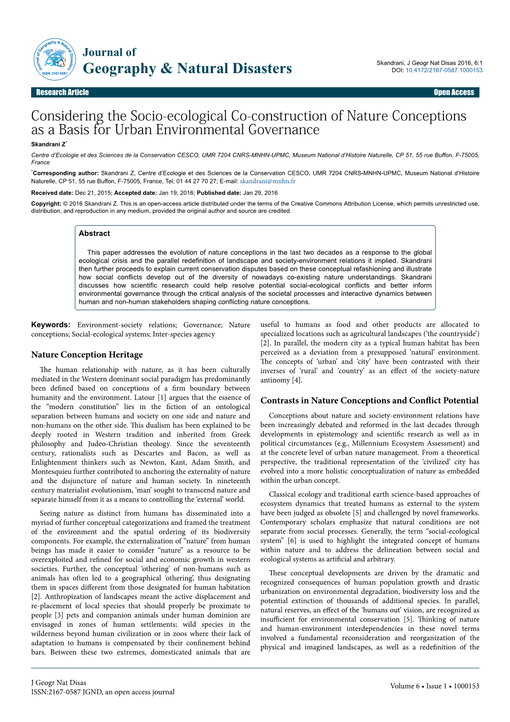 Considering the Socio-Ecological Co-Construction of Nature