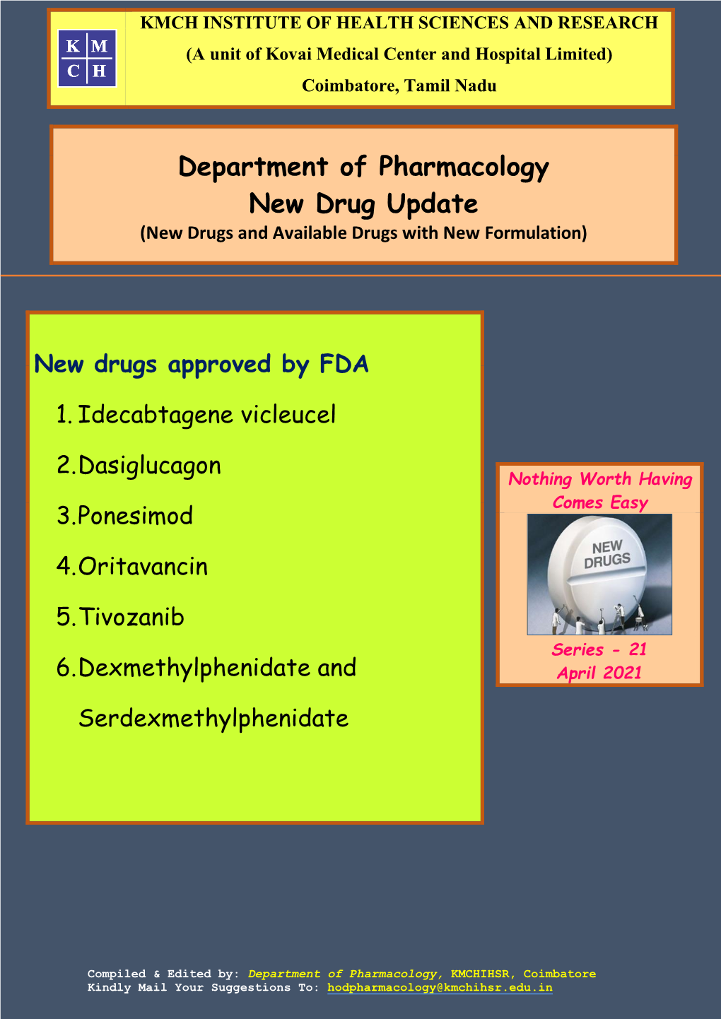 Drug Update for Apr-2021