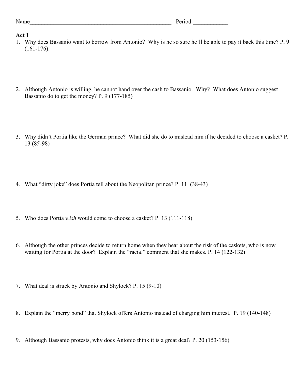 4. What Dirty Joke Does Portia Tell About the Neopolitan Prince? P. 11 (38-43)