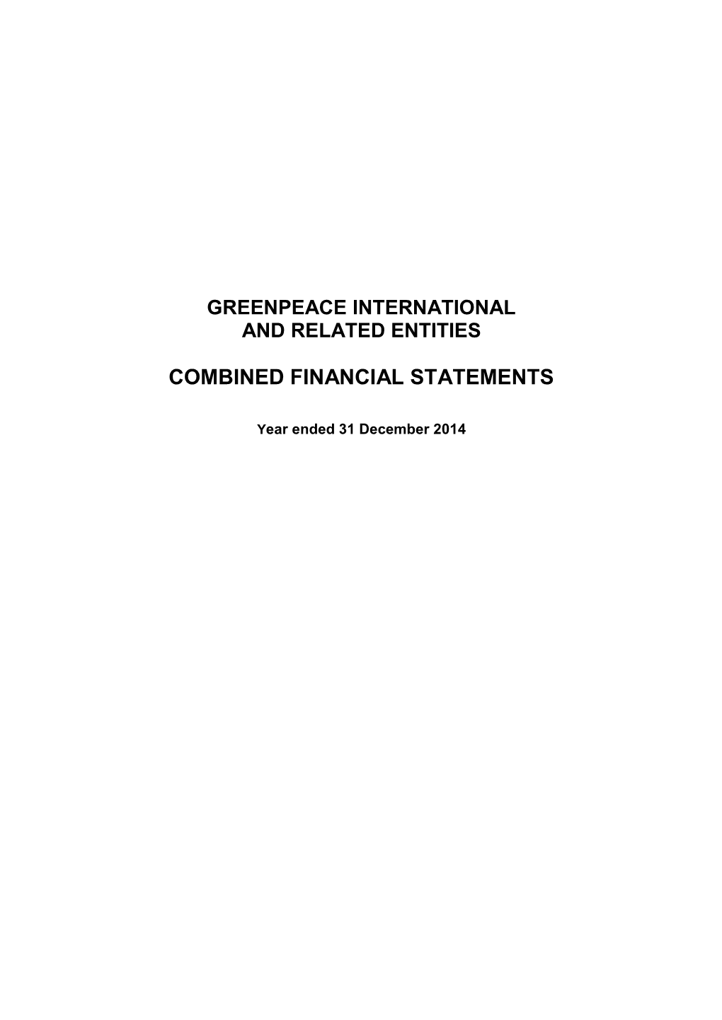 Greenpeace International Financial Statements 2014