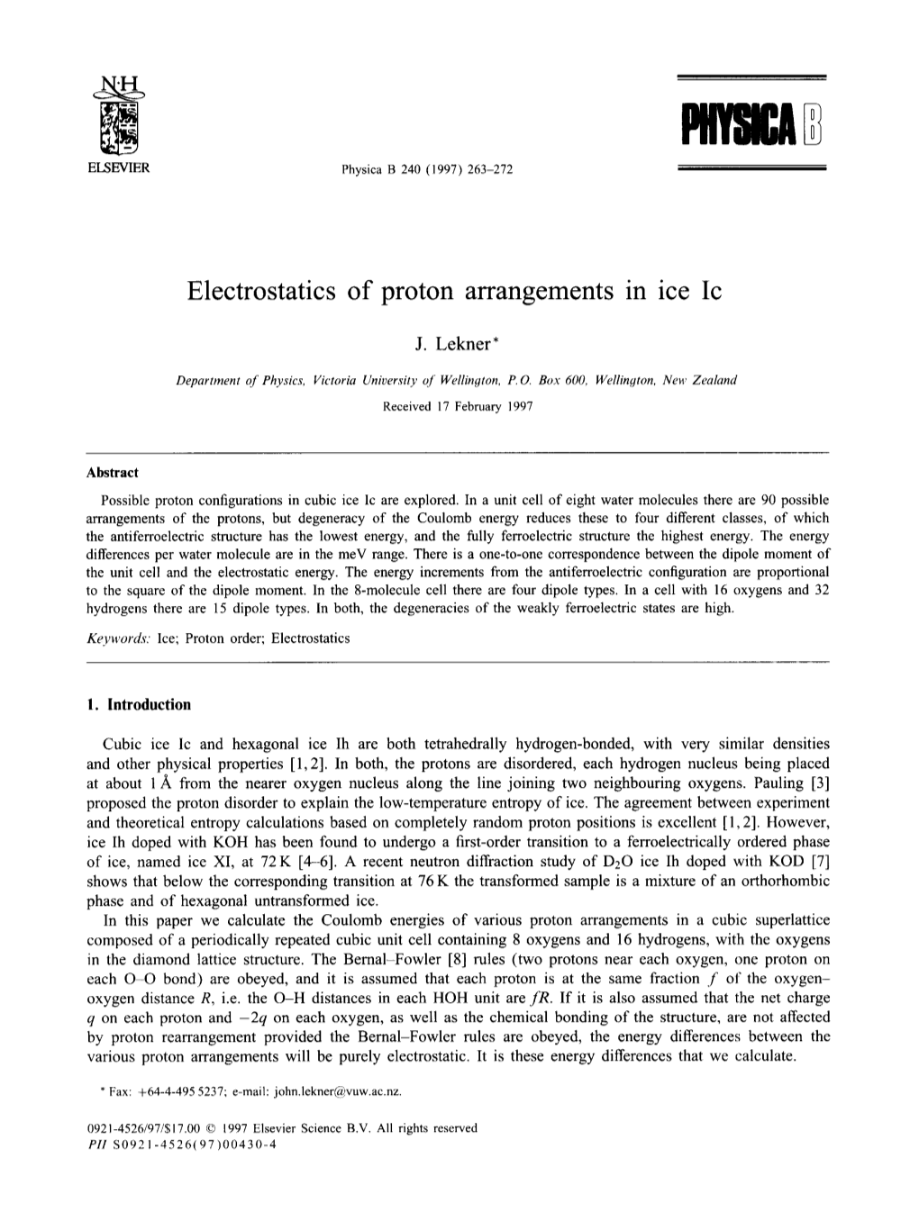 Electrostatics of Proton Arrangements in Ice Ic