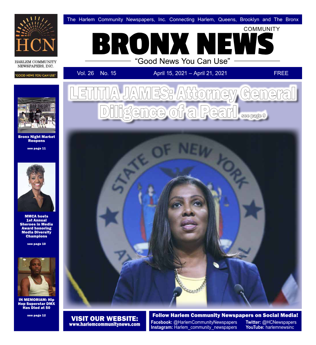 LETITIA JAMES: Attorney General Diligence of a Pearl See Page 9