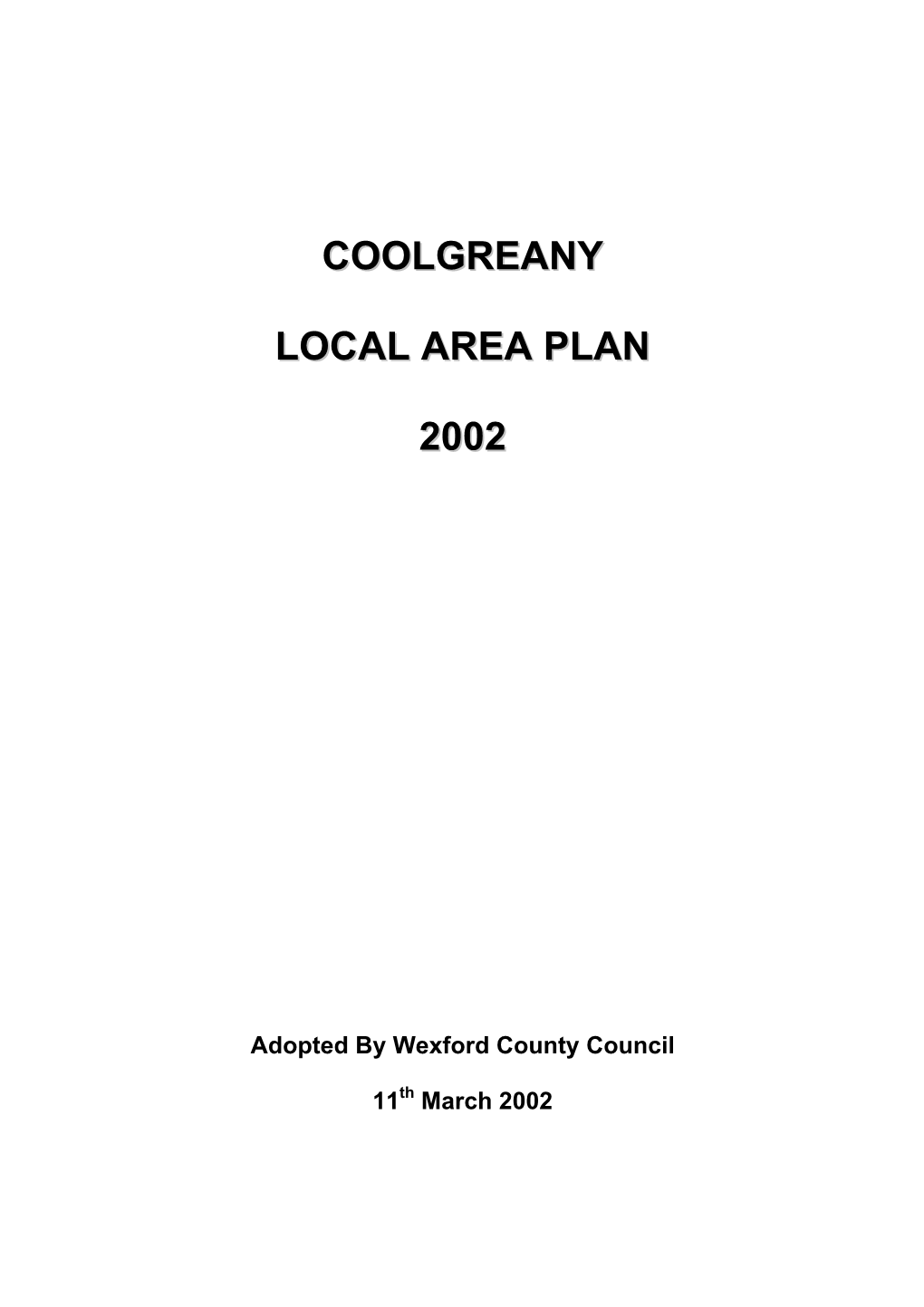 Coolgreany Local Area Plan 2002