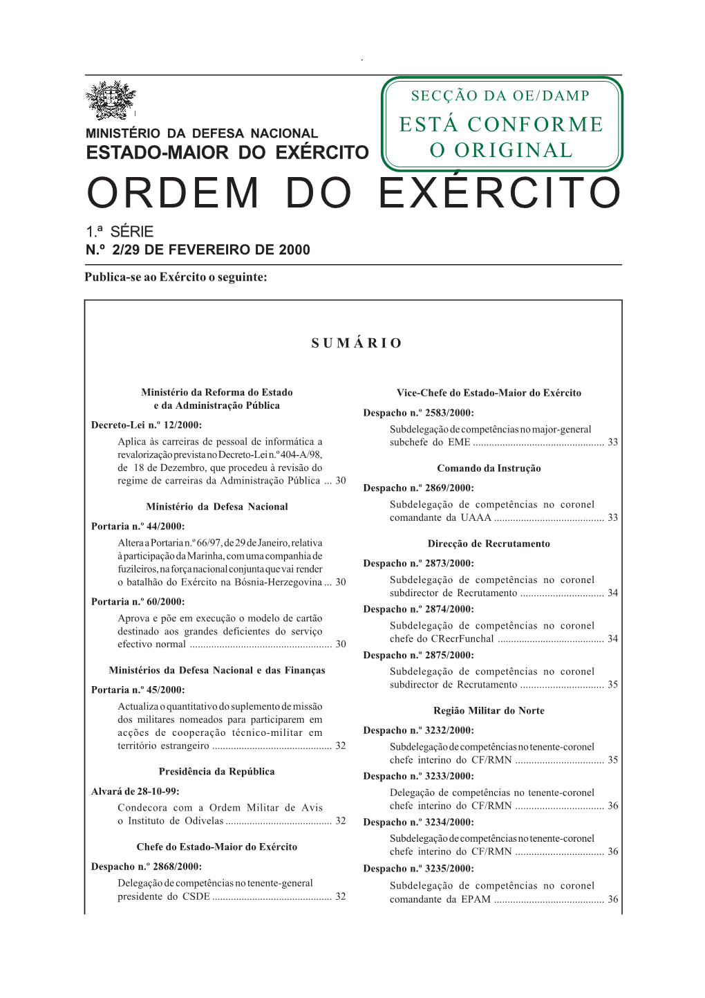 Ordem Do Exército N.º 2 27