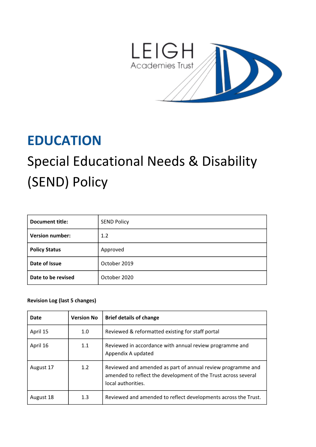 Special Educational Needs & Disability (SEND) Policy
