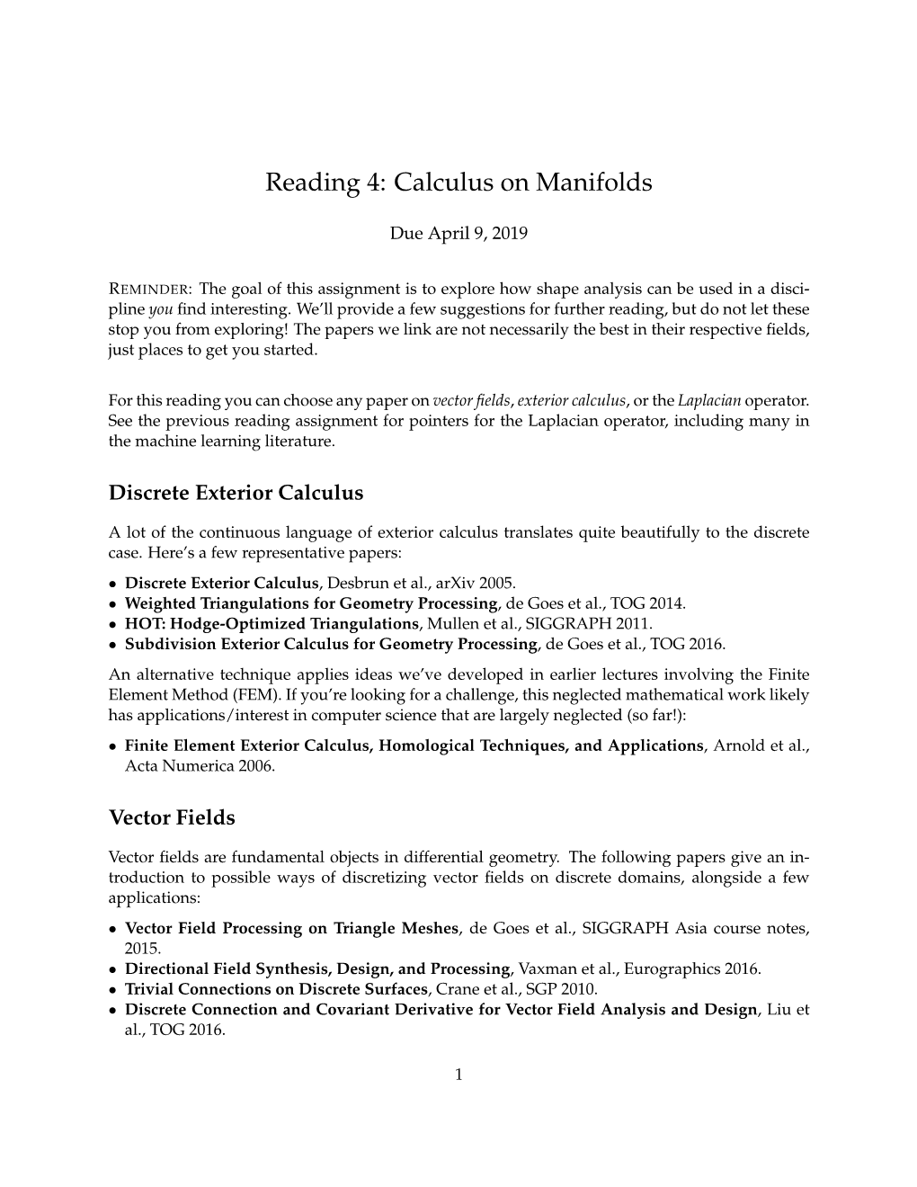 Reading 4: Calculus on Manifolds