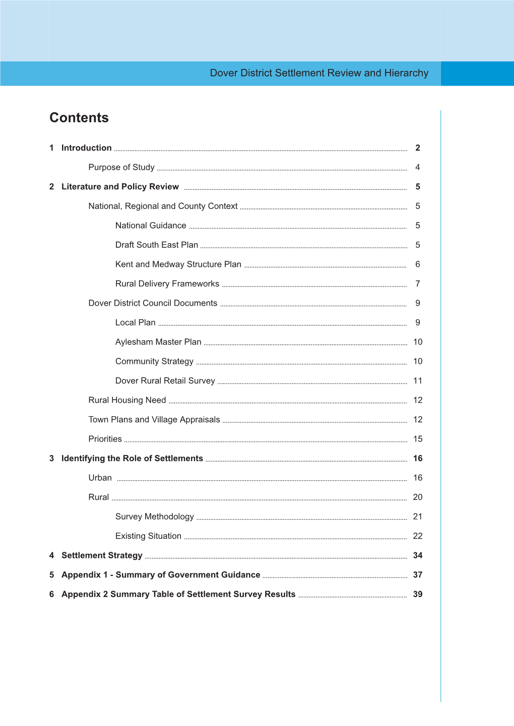 Dover District Settlement Review Hierarchy Review