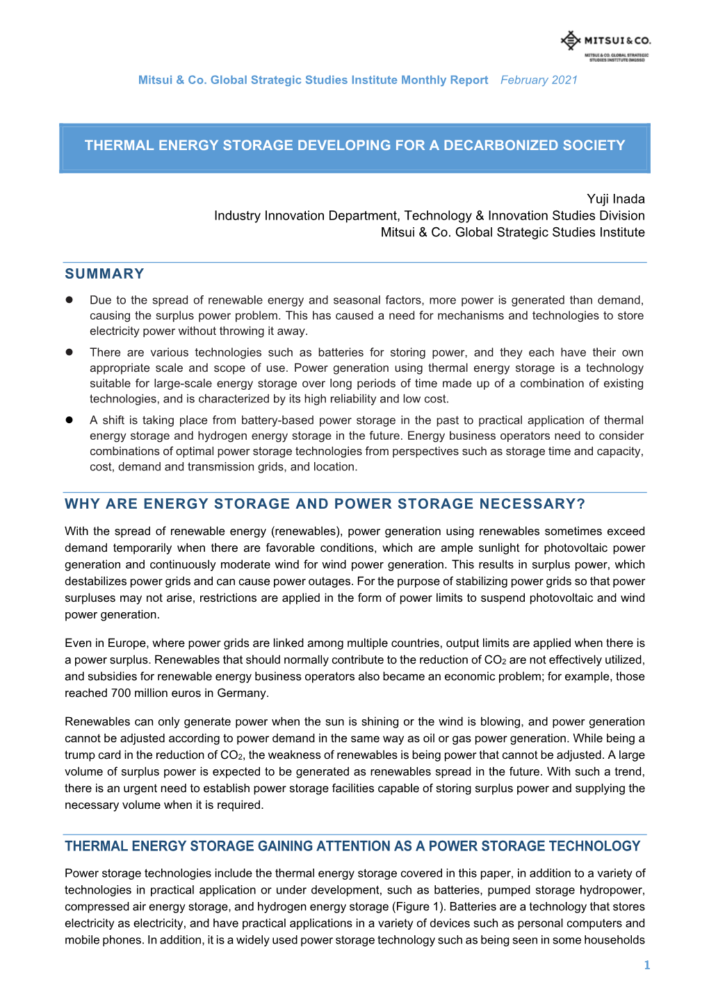 Thermal Energy Storage Developing for a Decarbonized Society