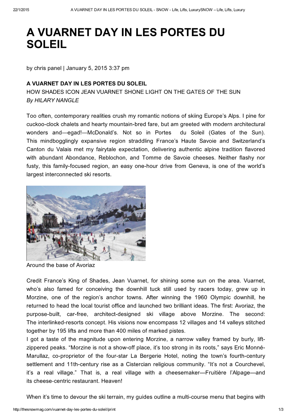 A VUARNET DAY in LES PORTES DU SOLEIL ­ SNOW ­ Life, Lifts, Luxurysnow – Life, Lifts, Luxury