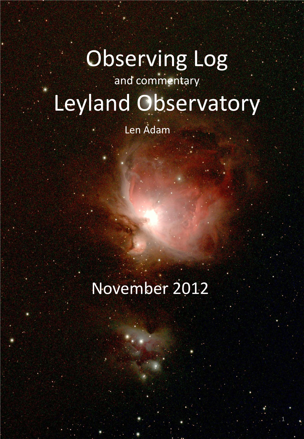 Observing Log Leyland Observatory