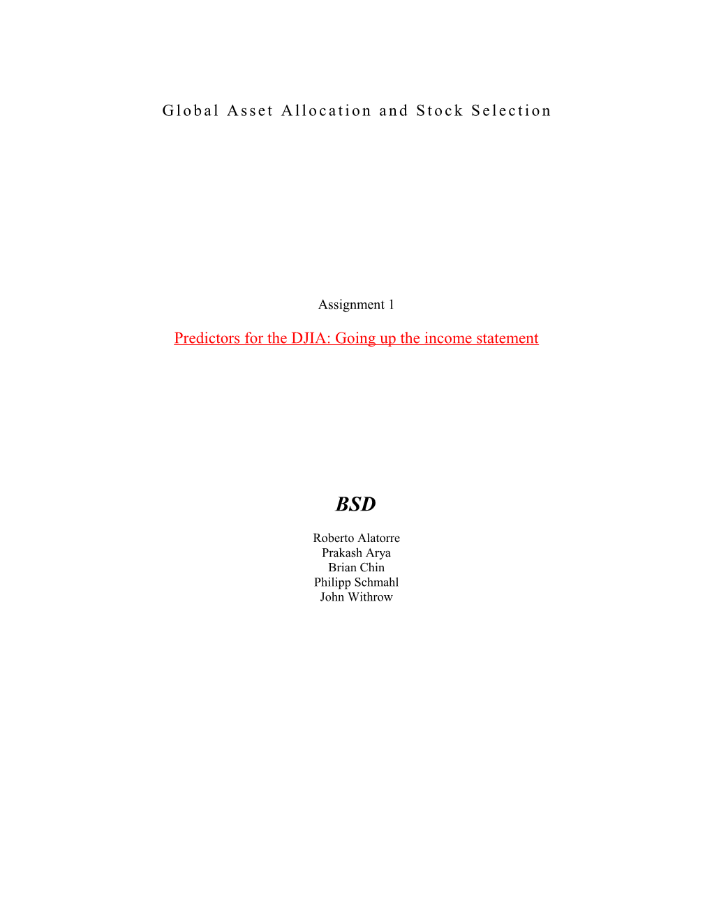 Global Asset Allocation and Stock Selection