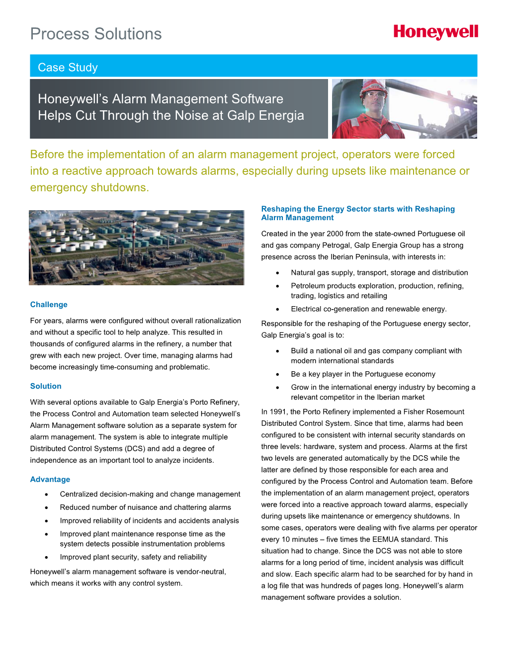 Honeywell's Alarm Management Software Helps Cut Through the Noise at Galp Energia