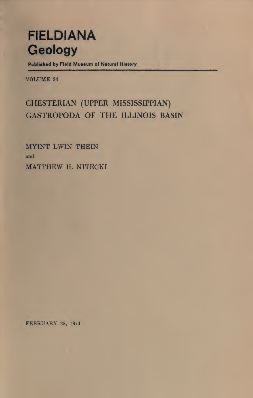 Chesterian (Upper Mississippian) Gastropoda of the Illinois Basin