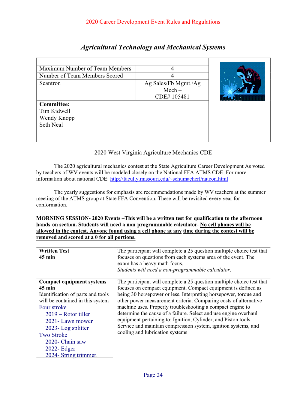 2020 Career Development Event Rules and Regulations Regulations