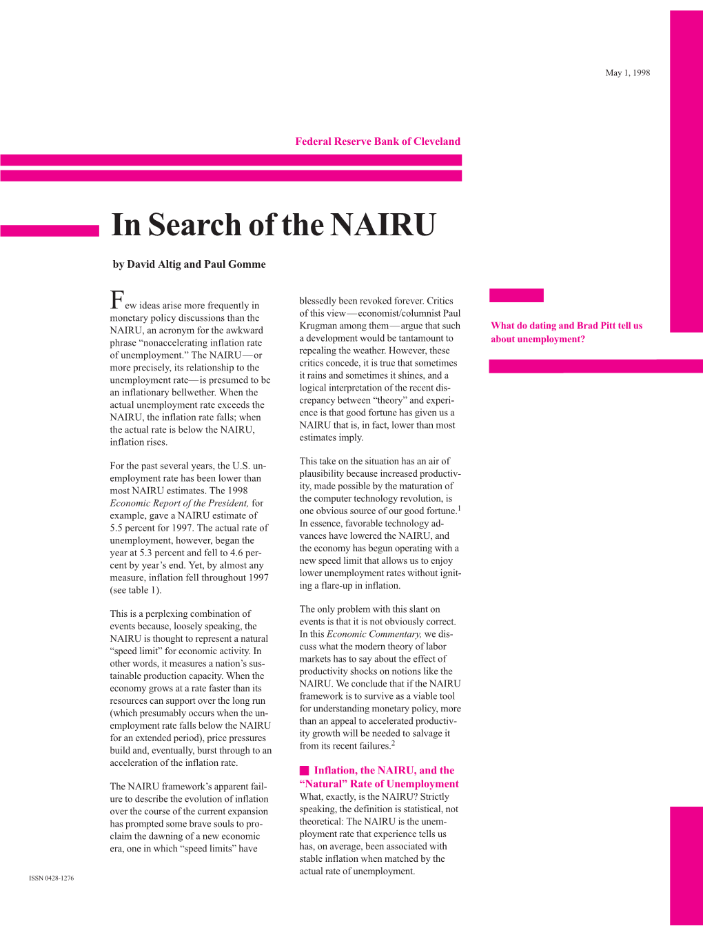 In Search of the NAIRU