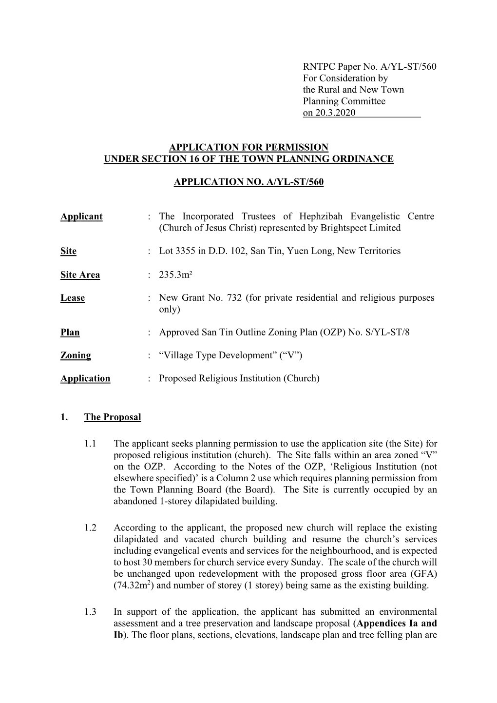 An Outline of a Town Planning Board Paper