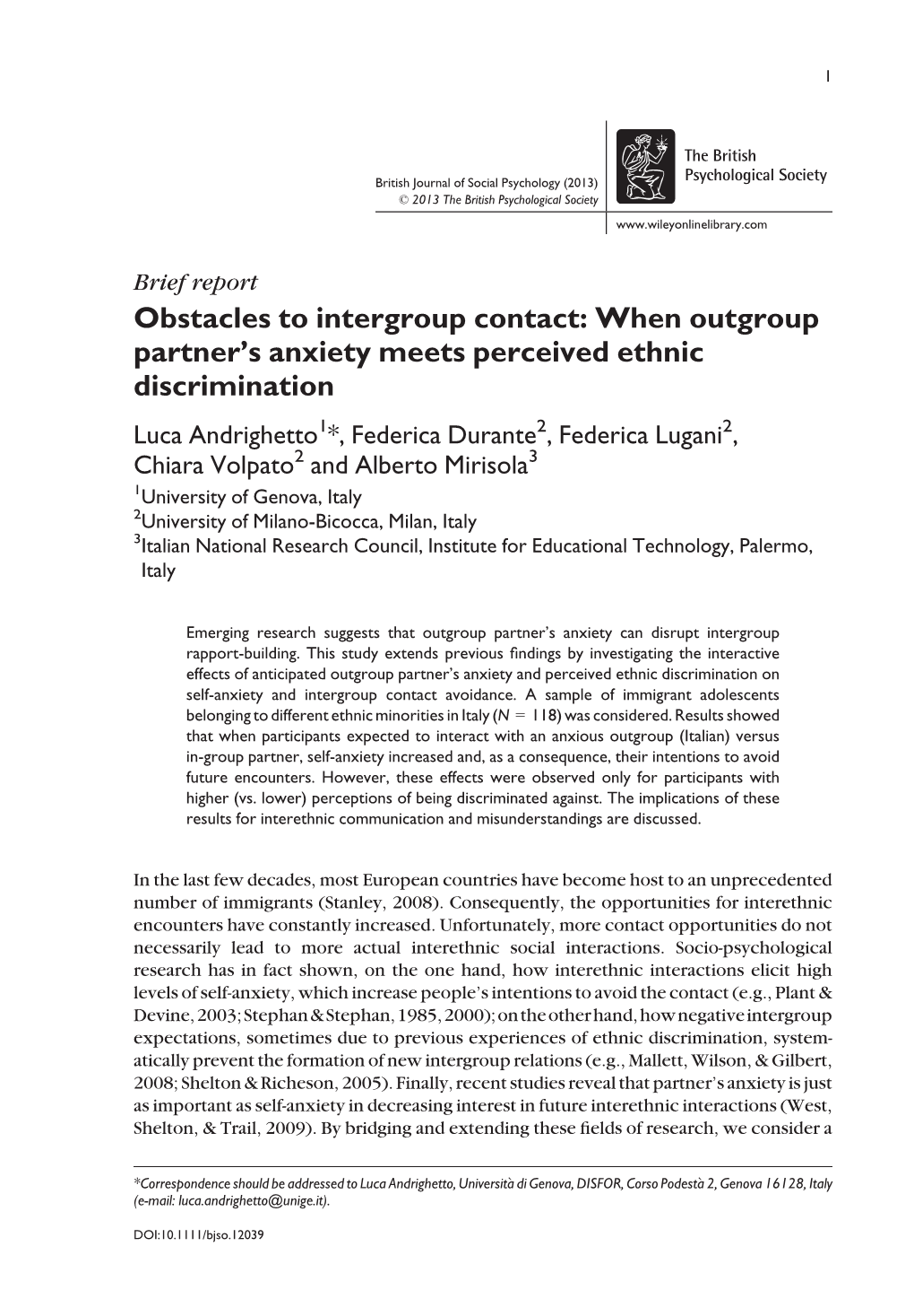 Obstacles to Intergroup Contact