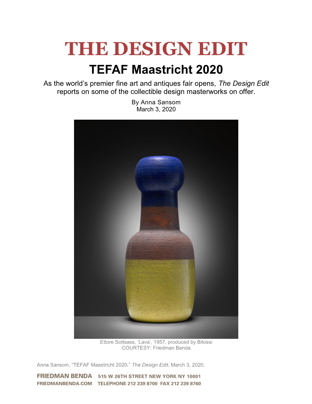 TEFAF Maastricht 2020