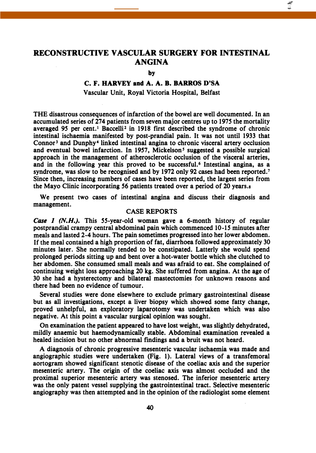 RECONSTRUCTIVE VASCULAR SURGERY for INTESTINAL ANGINA by C