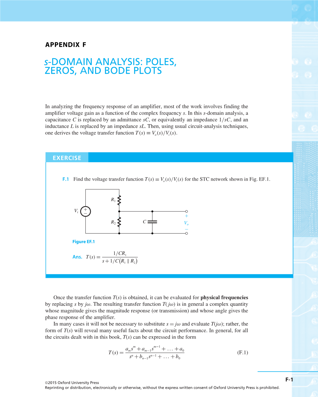 S-DOMAIN ANALYSIS: POLES, ZEROS, and BODE PLOTS