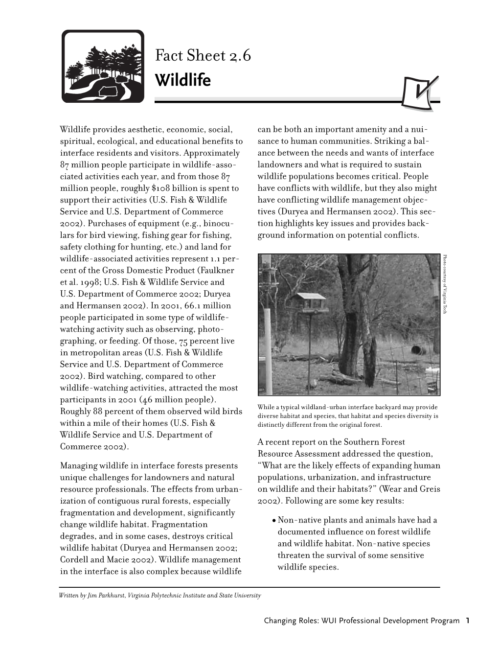 Fact Sheet 2.6 Wildlife