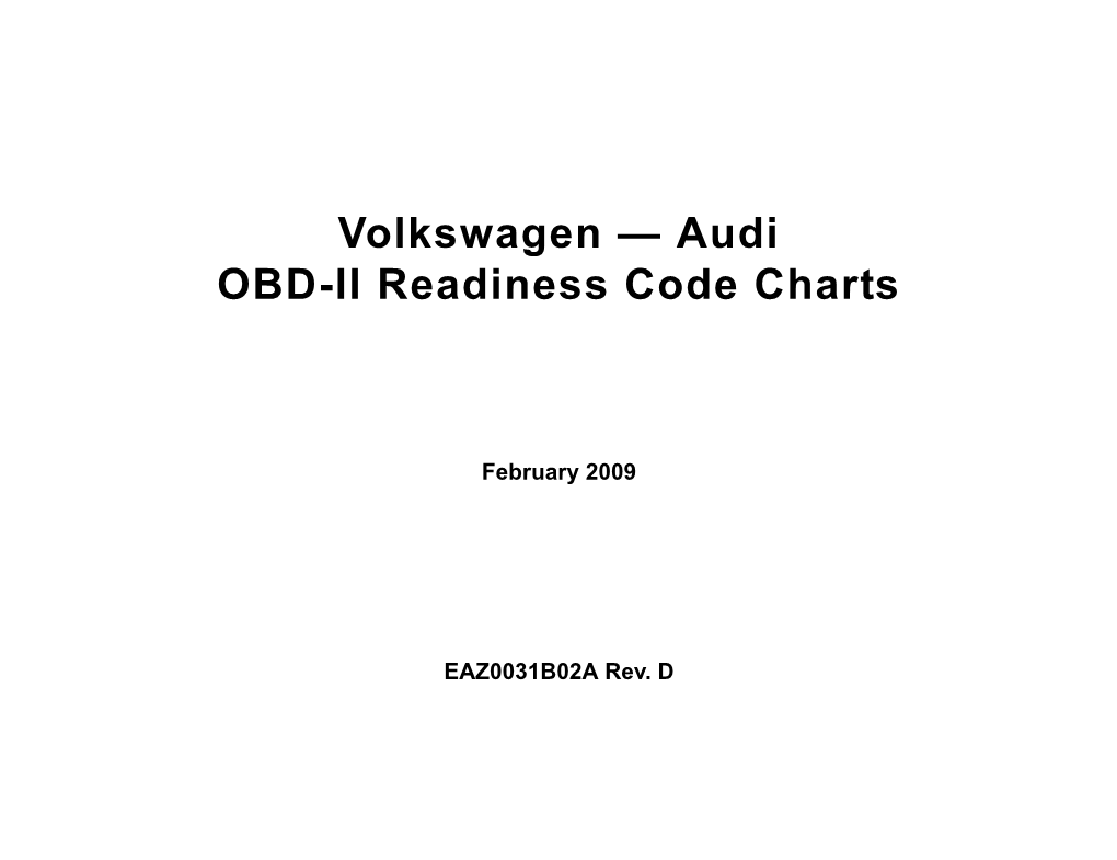 Volkswagen — Audi OBD-II Readiness Code Charts