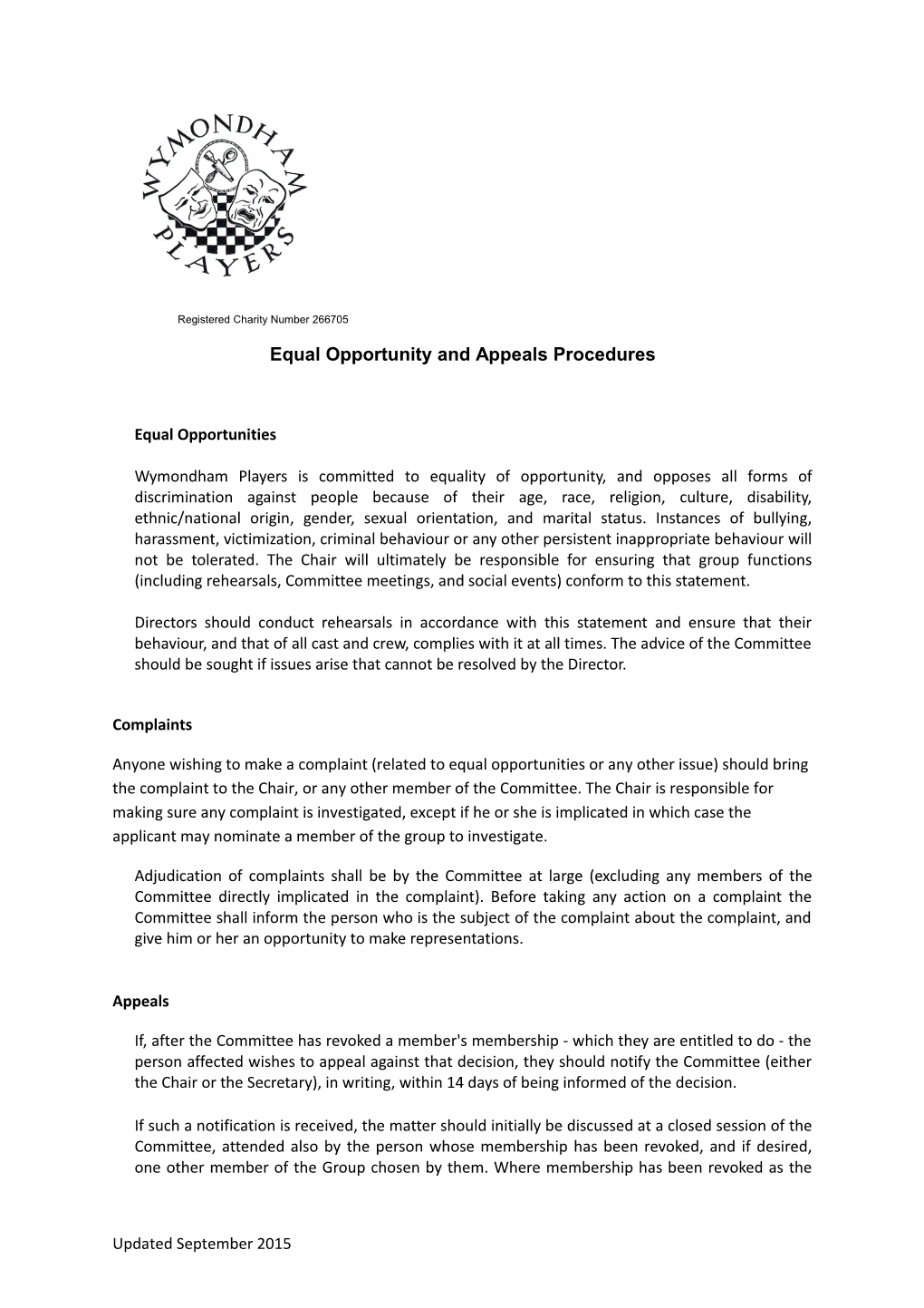 Equal Opportunity and Appeals Procedures